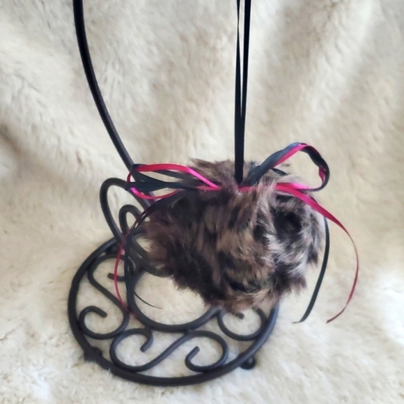 New, Faux Fur Ornament, Set of 2, Animal Print - Picture 2 of 3